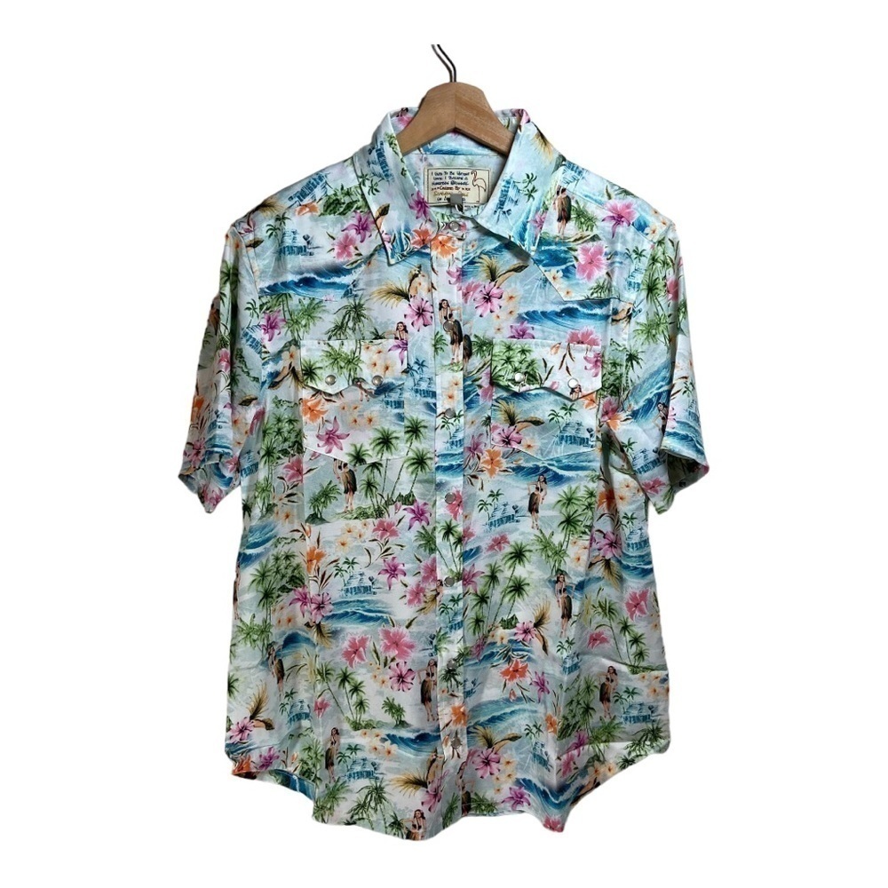 Free People x Sandrine Rose Pearl Snap Hula Girl Shirt  NWT